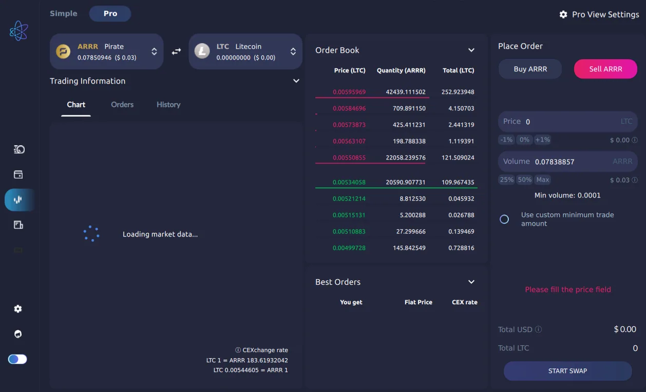 AtomicDEX trading dashboard preview